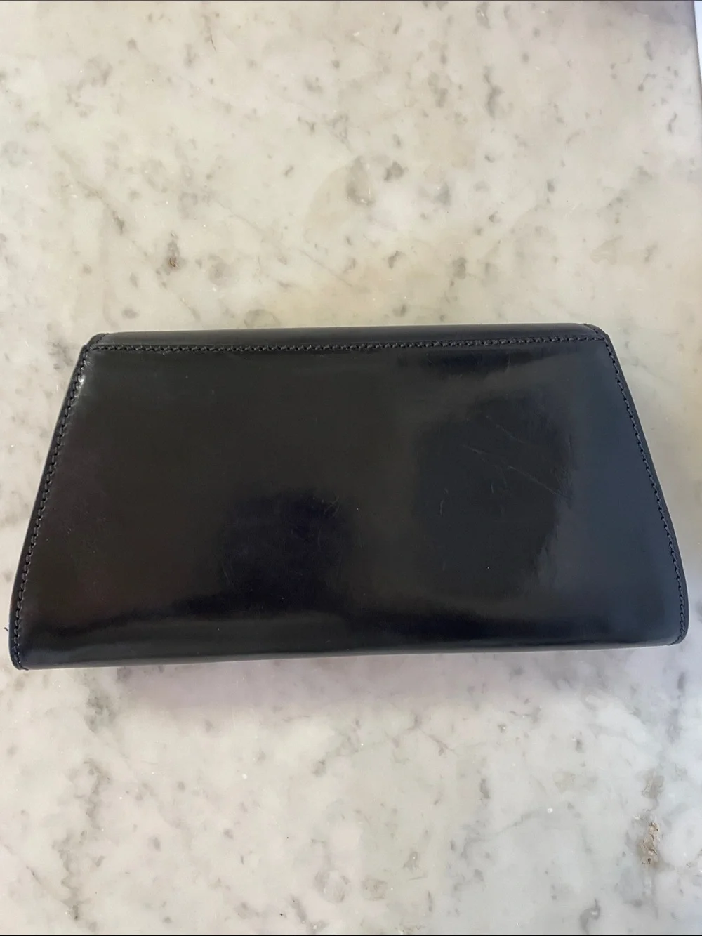 BOSCA Black Leather Italian Clutch with Silver Tone Logo Vintage